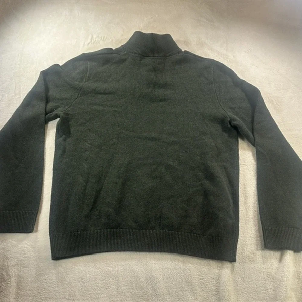 Banana Republic Mens XL Dark Green 100% Cotton Button Mock Neck Pullover Sweater